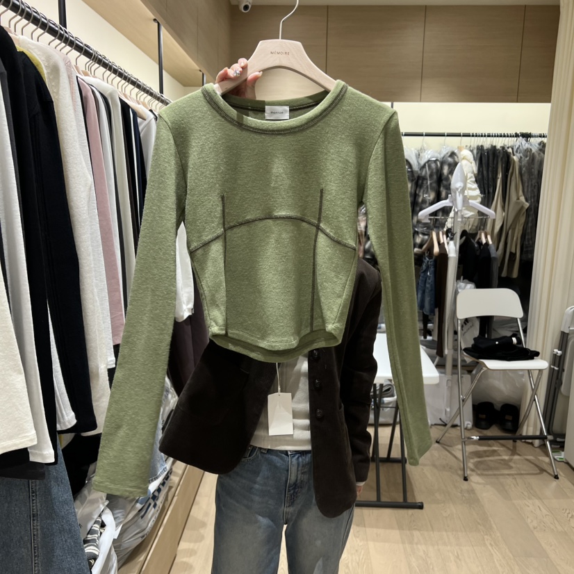 MEMOIRE東大門㊣實拍女士新款人氣25秋冬職業真品熱賣長袖T恤MEMOIRE長袖T恤圖色1
