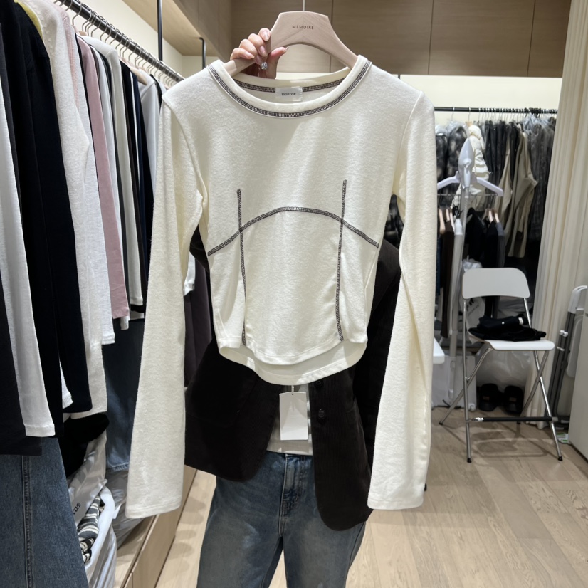 MEMOIRE東大門㊣實拍女士新款人氣25秋冬職業真品熱賣長袖T恤MEMOIRE長袖T恤圖色2