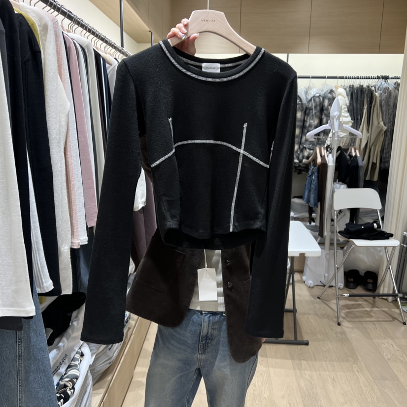 MEMOIRE東大門㊣實拍女士新款人氣25秋冬職業真品熱賣長袖T恤MEMOIRE長袖T恤圖色3