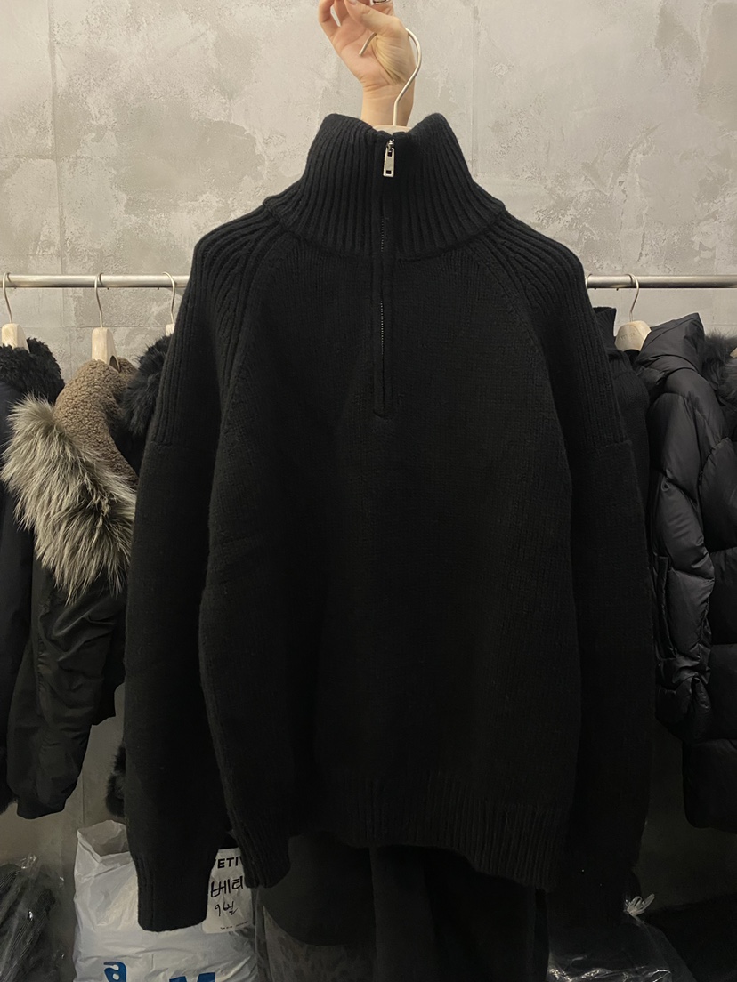 THE VETIVER-A東大門㊣代購女士新款時尚熱賣推薦針織衫拉鏈VETIVER針織衫圖色2黑色