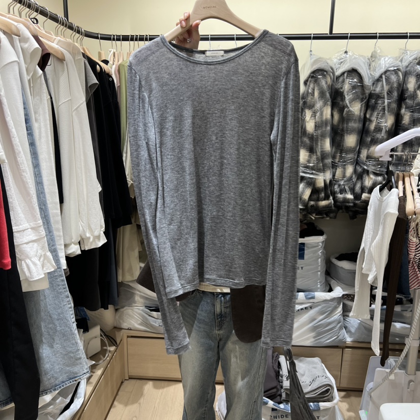 MEMOIRE東大門㊣實拍女裝新品推薦職業人氣真品時尚長袖T恤MEMOIRE長袖T恤圖色2