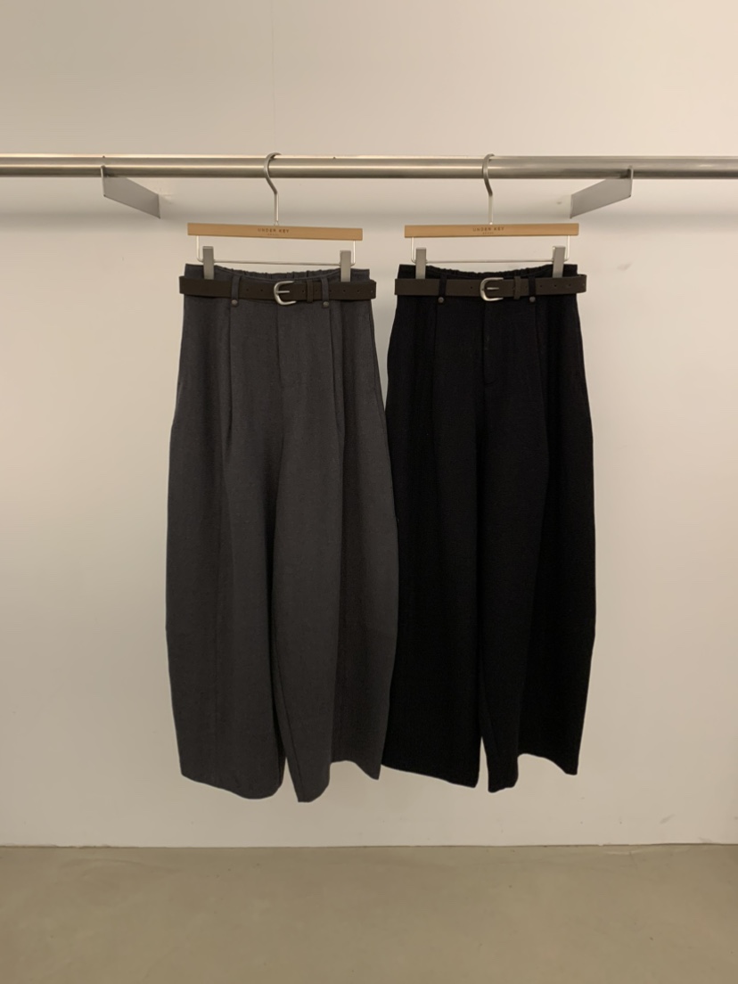 UNDER KEY東大門㊣實拍女裝新品25秋冬職業休閑褲含腰帶羊毛UNDER KEY休閑褲