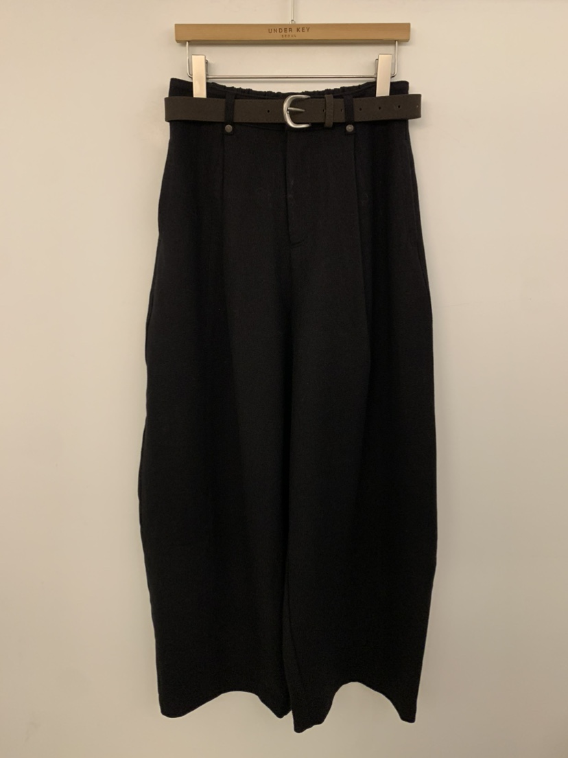 UNDER KEY東大門㊣實拍女裝新品25秋冬職業休閑褲含腰帶羊毛UNDER KEY休閑褲圖色2黑色