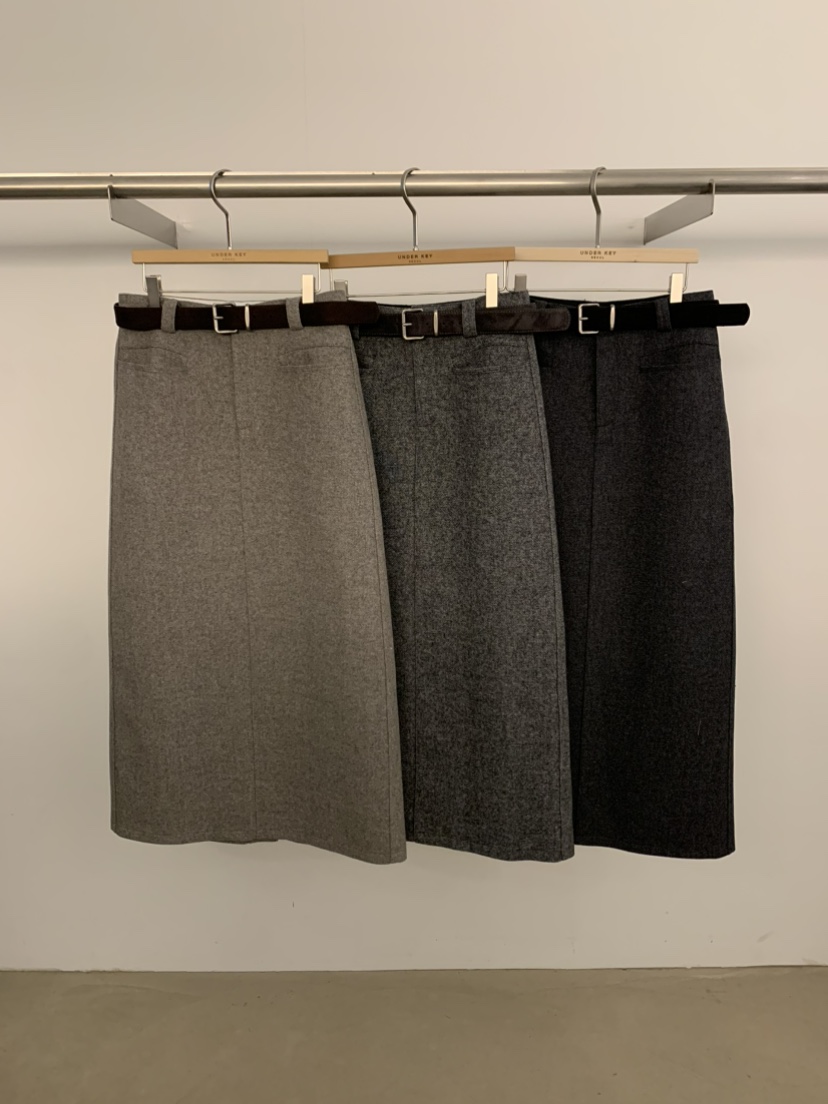 UNDER KEY東大門㊣實拍女士新款時尚25秋冬長裙不含腰帶羊毛UNDER KEY長裙