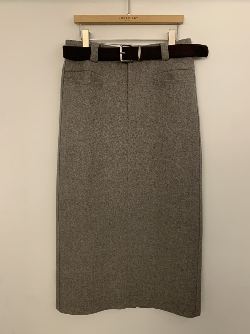 UNDER KEY東大門㊣實拍女士新款時尚25秋冬長裙不含腰帶羊毛UNDER KEY長裙圖色1