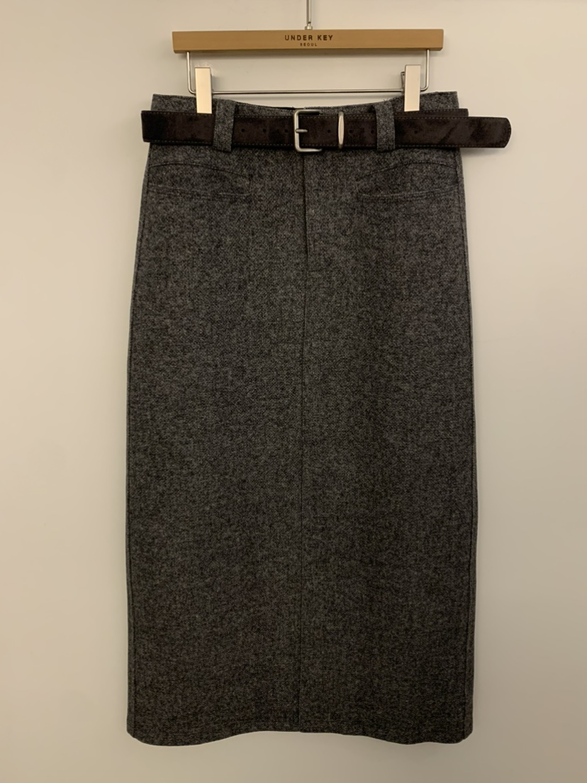 UNDER KEY東大門㊣實拍女士新款時尚25秋冬長裙不含腰帶羊毛UNDER KEY長裙圖色2灰色
