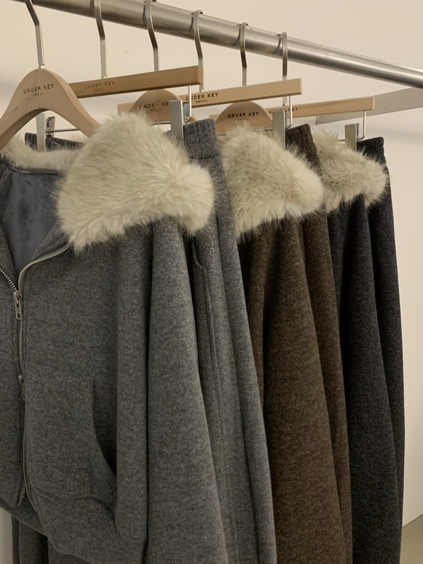 UNDER KEY韓國代購㊣女士新品推薦人氣熱賣休閑套裝毛絨連帽UNDER KEY套裝