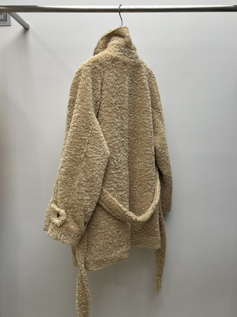 BEAMING SEOUL韓國直郵㊣女士新品25秋冬中長款大衣含腰帶泰迪熊高領BEAMING SEOUL中長款大衣