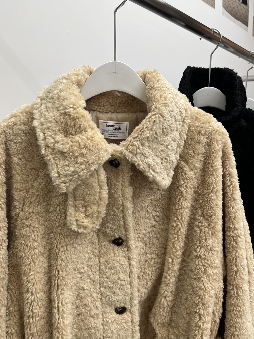 BEAMING SEOUL韓國直郵㊣女士新品25秋冬中長款大衣含腰帶泰迪熊高領BEAMING SEOUL中長款大衣