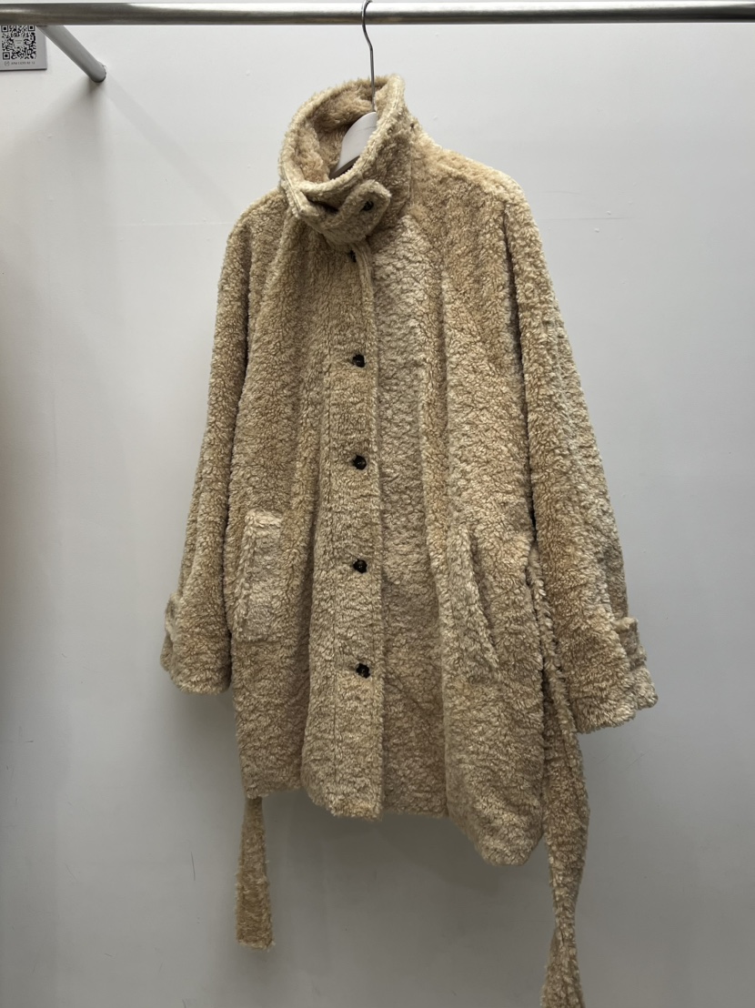 BEAMING SEOUL韓國直郵㊣女士新品25秋冬中長款大衣含腰帶泰迪熊高領BEAMING SEOUL中長款大衣圖色1