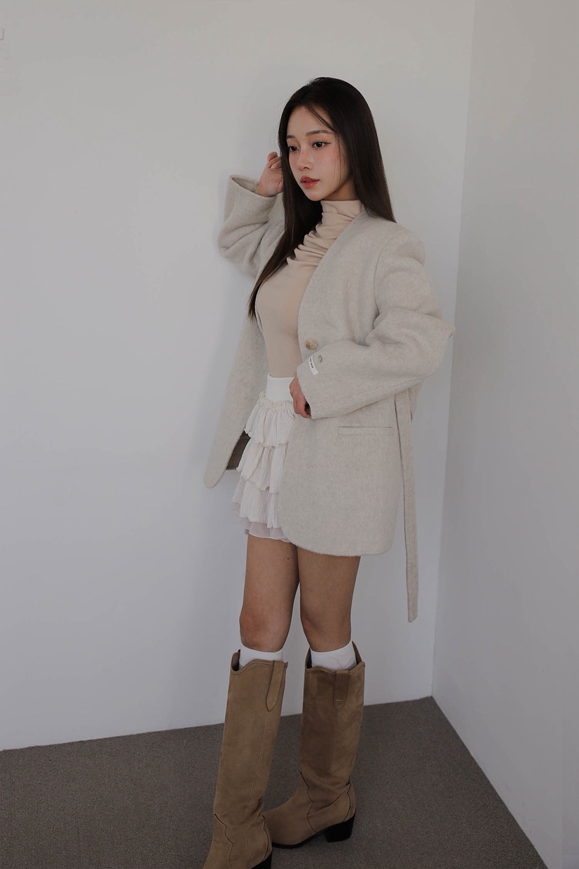 SLIT東大門㊣直郵女裝新款推薦真品時尚職業中長款大衣含腰繩SLIT中長款大衣