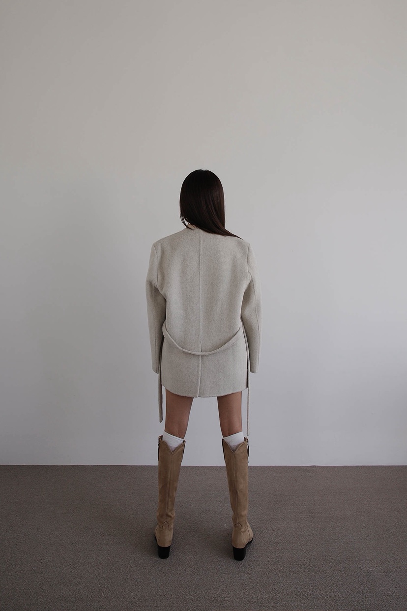 SLIT東大門㊣直郵女裝新款推薦真品時尚職業中長款大衣含腰繩SLIT中長款大衣