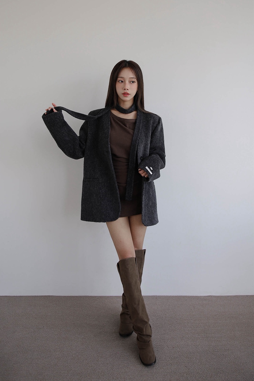 SLIT東大門㊣直郵女裝新款推薦真品時尚職業中長款大衣含腰繩SLIT中長款大衣