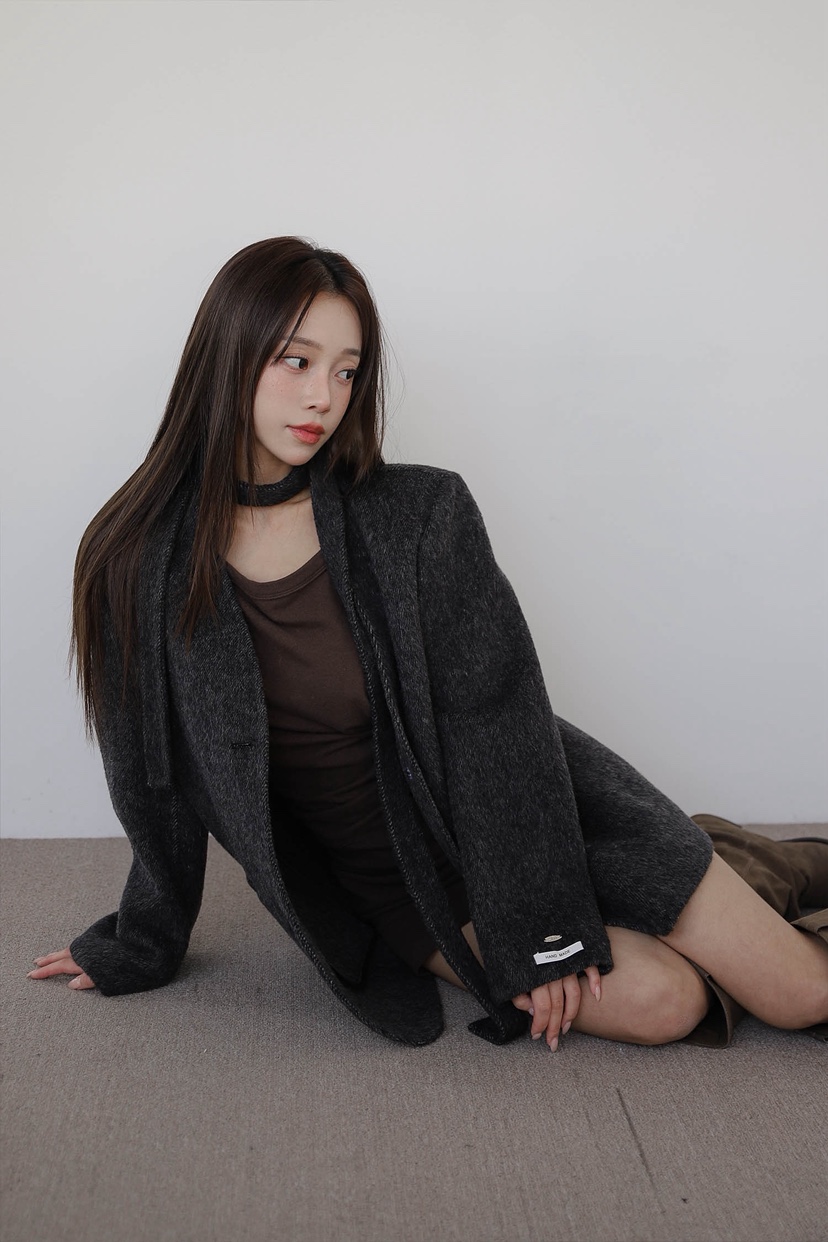 SLIT東大門㊣直郵女裝新款推薦真品時尚職業中長款大衣含腰繩SLIT中長款大衣