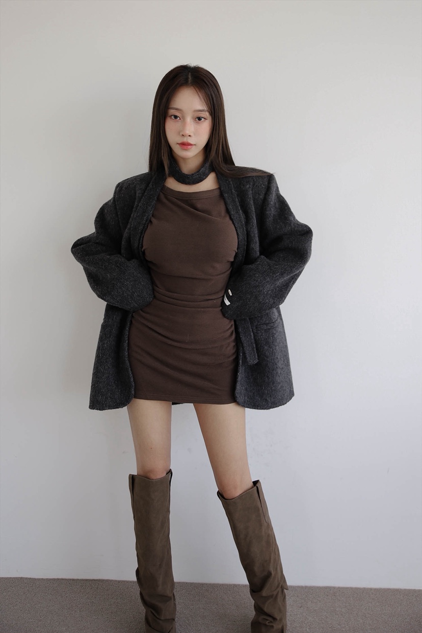 SLIT東大門㊣直郵女裝新款推薦真品時尚職業中長款大衣含腰繩SLIT中長款大衣