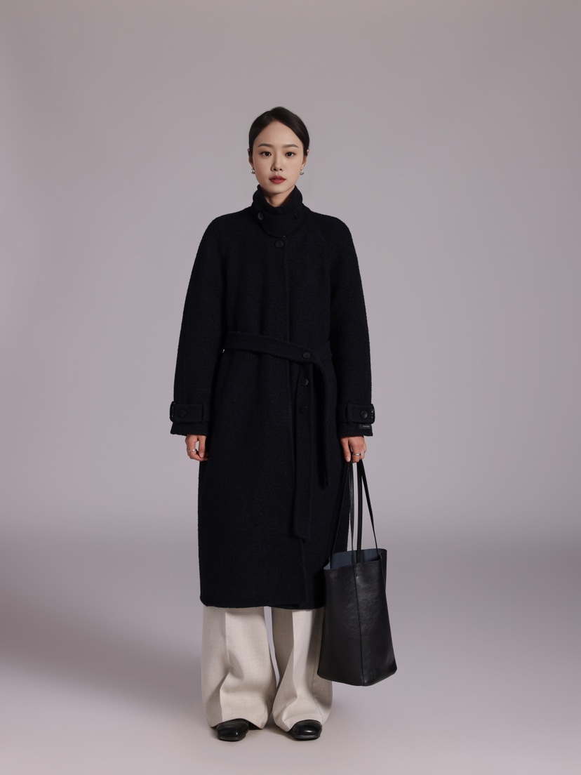 HER韓國直郵㊣女裝新款人氣時尚推薦真品熱賣中長款大衣含腰帶HANNA21中長款大衣