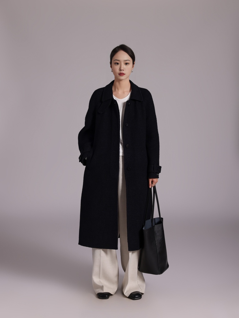 HER韓國直郵㊣女裝新款人氣時尚推薦真品熱賣中長款大衣含腰帶HANNA21中長款大衣