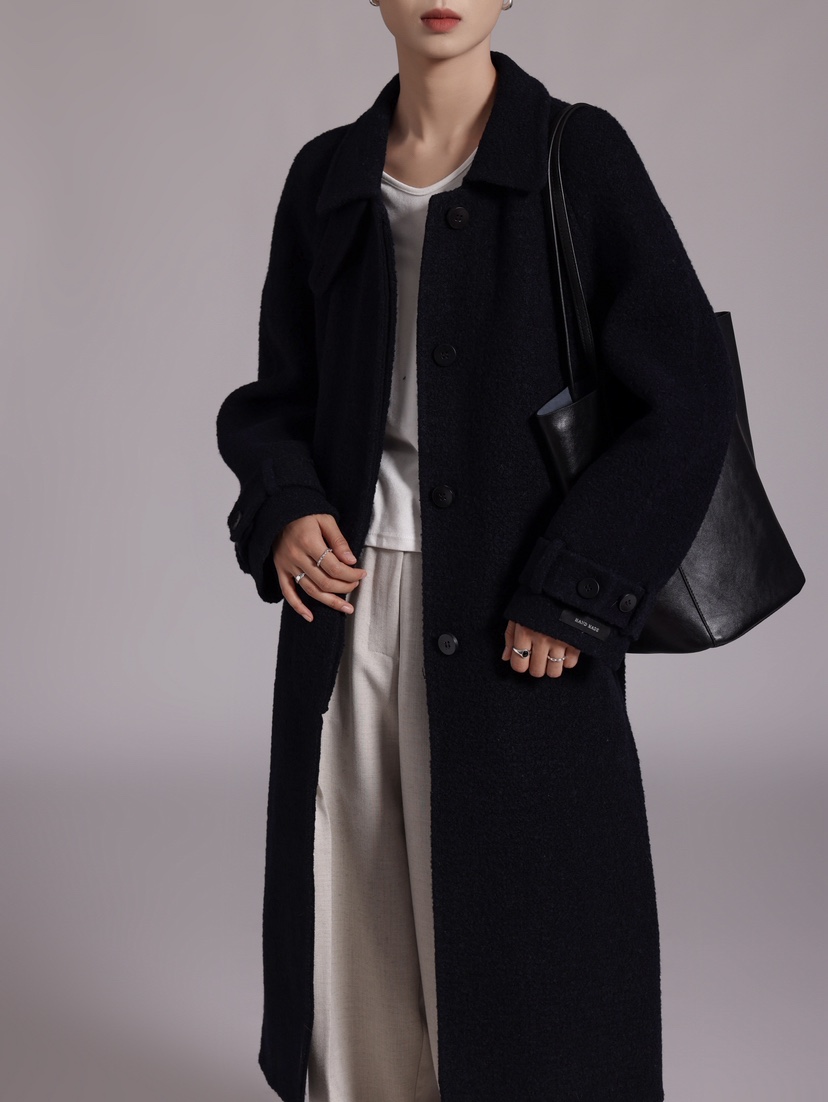 HER韓國直郵㊣女裝新款人氣時尚推薦真品熱賣中長款大衣含腰帶HANNA21中長款大衣