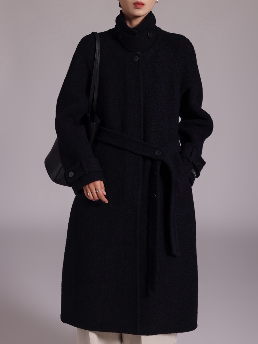 HER韓國直郵㊣女裝新款人氣時尚推薦真品熱賣中長款大衣含腰帶HANNA21中長款大衣