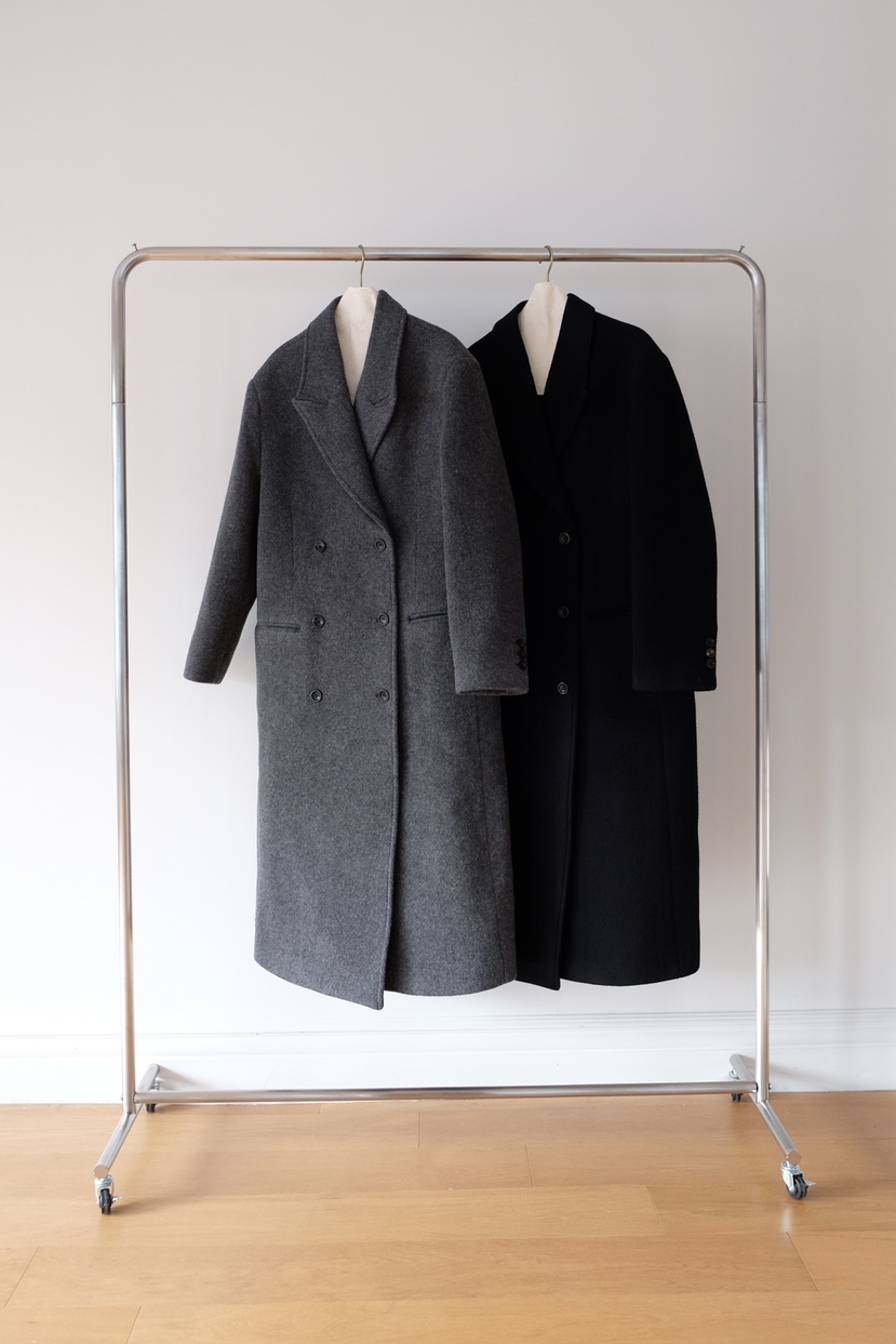 SORBET韓國直郵㊣女裝新品職業真品25秋冬人氣中長款大衣雙層SORBET/flat white中長款大衣