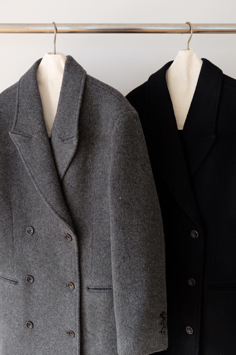 SORBET韓國直郵㊣女裝新品職業真品25秋冬人氣中長款大衣雙層SORBET/flat white中長款大衣