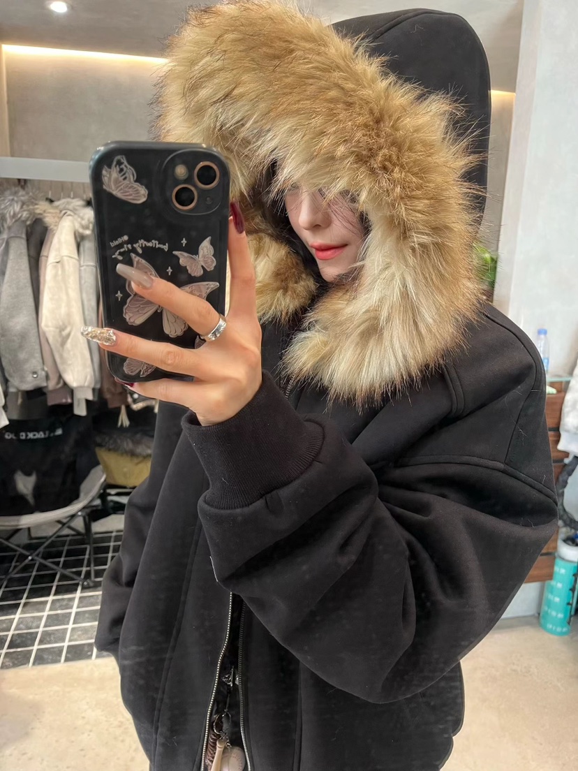 KSUBI韓國直郵㊣女士新品25秋冬推薦時尚夾克連帽拉鏈衫加絨KSUBI夾克圖色2