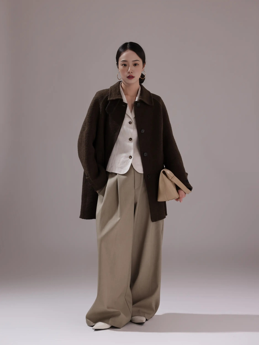 HER東大門㊣直郵女士新品熱賣時尚推薦職業休閑人氣中長款大衣HANNA21中長款大衣