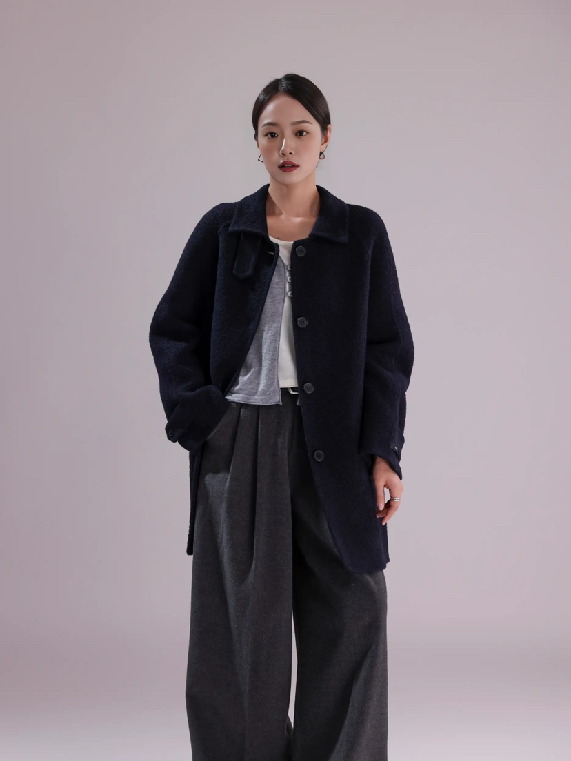 HER東大門㊣直郵女士新品熱賣時尚推薦職業休閑人氣中長款大衣HANNA21中長款大衣