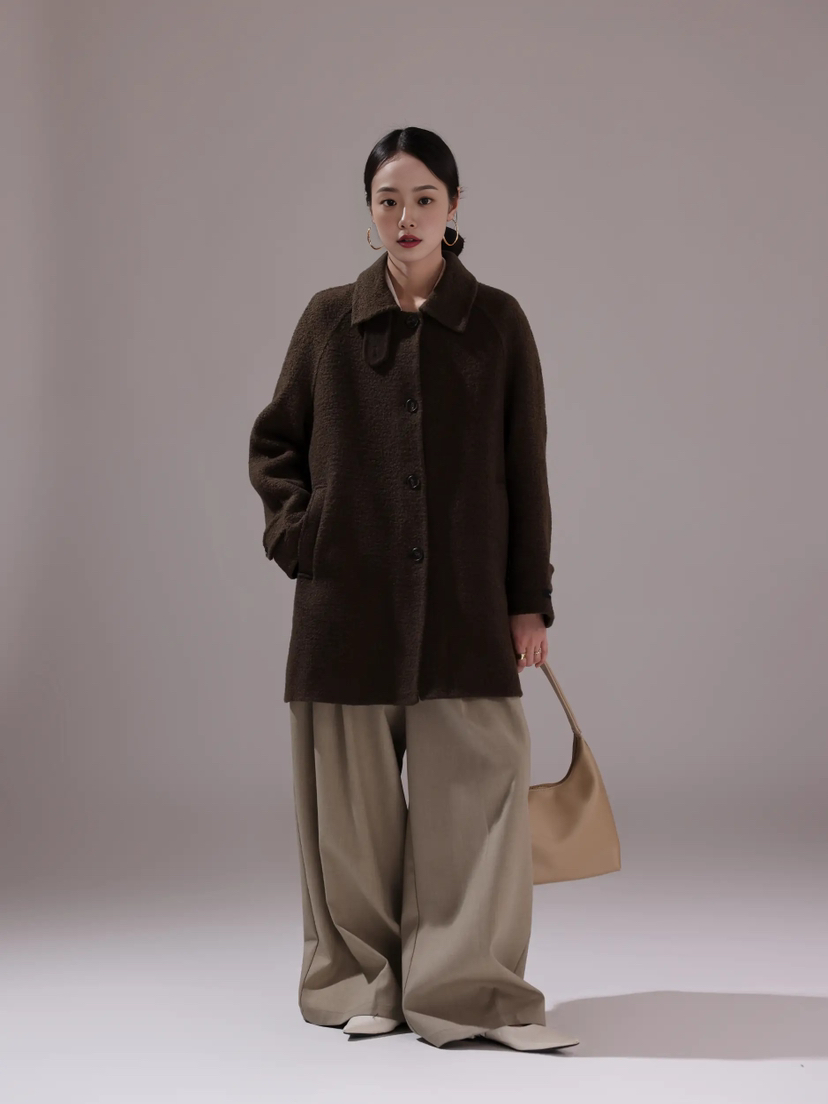 HER東大門㊣直郵女士新品熱賣時尚推薦職業休閑人氣中長款大衣HANNA21中長款大衣