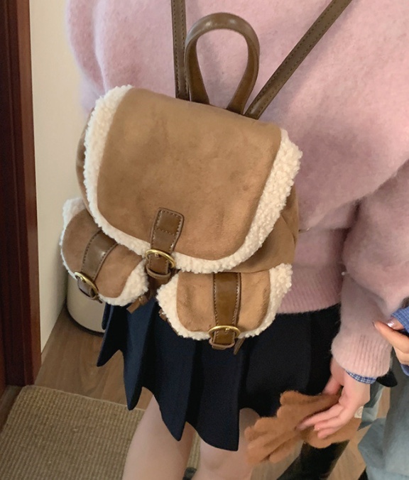 POSH BLUE東大門㊣實拍女士新品熱賣職業雙肩背包毛絨羊毛POSH BLUE雙肩背包