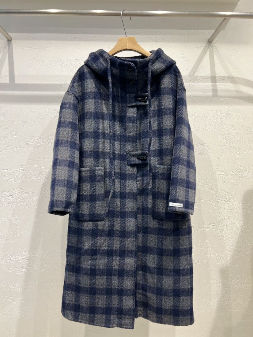 OLA韓國直郵㊣女裝新款時尚熱賣真品中長款大衣連帽衫羊毛格子mellor/OLA中長款大衣