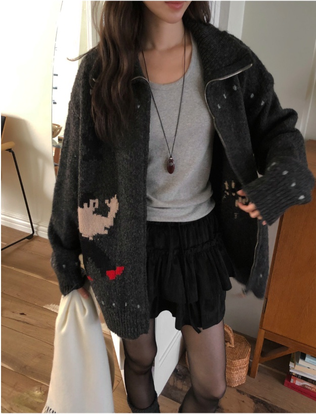 KSUBI韓國直郵㊣女裝新品休閑25秋冬時尚人氣推薦針織衫拉鏈KSUBI針織衫