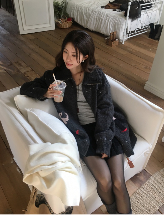 KSUBI韓國直郵㊣女裝新品休閑25秋冬時尚人氣推薦針織衫拉鏈KSUBI針織衫