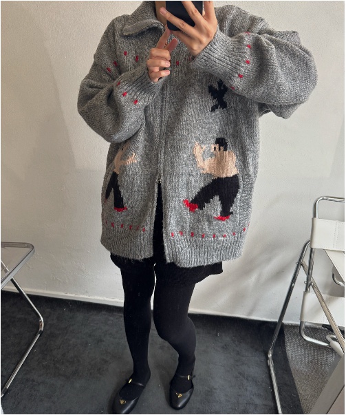 KSUBI韓國直郵㊣女裝新品休閑25秋冬時尚人氣推薦針織衫拉鏈KSUBI針織衫