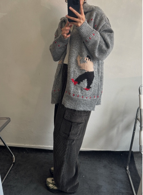 KSUBI韓國直郵㊣女裝新品休閑25秋冬時尚人氣推薦針織衫拉鏈KSUBI針織衫