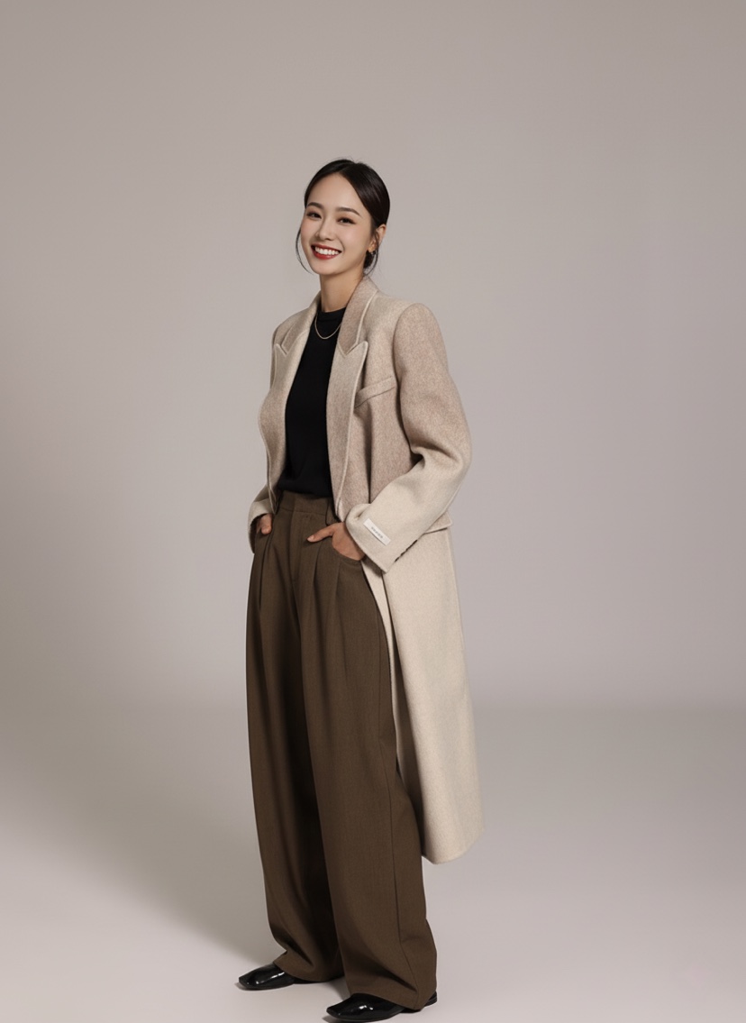 HER韓國代購㊣女裝新品真品熱賣25秋冬推薦時尚人氣中長款大衣HANNA21中長款大衣