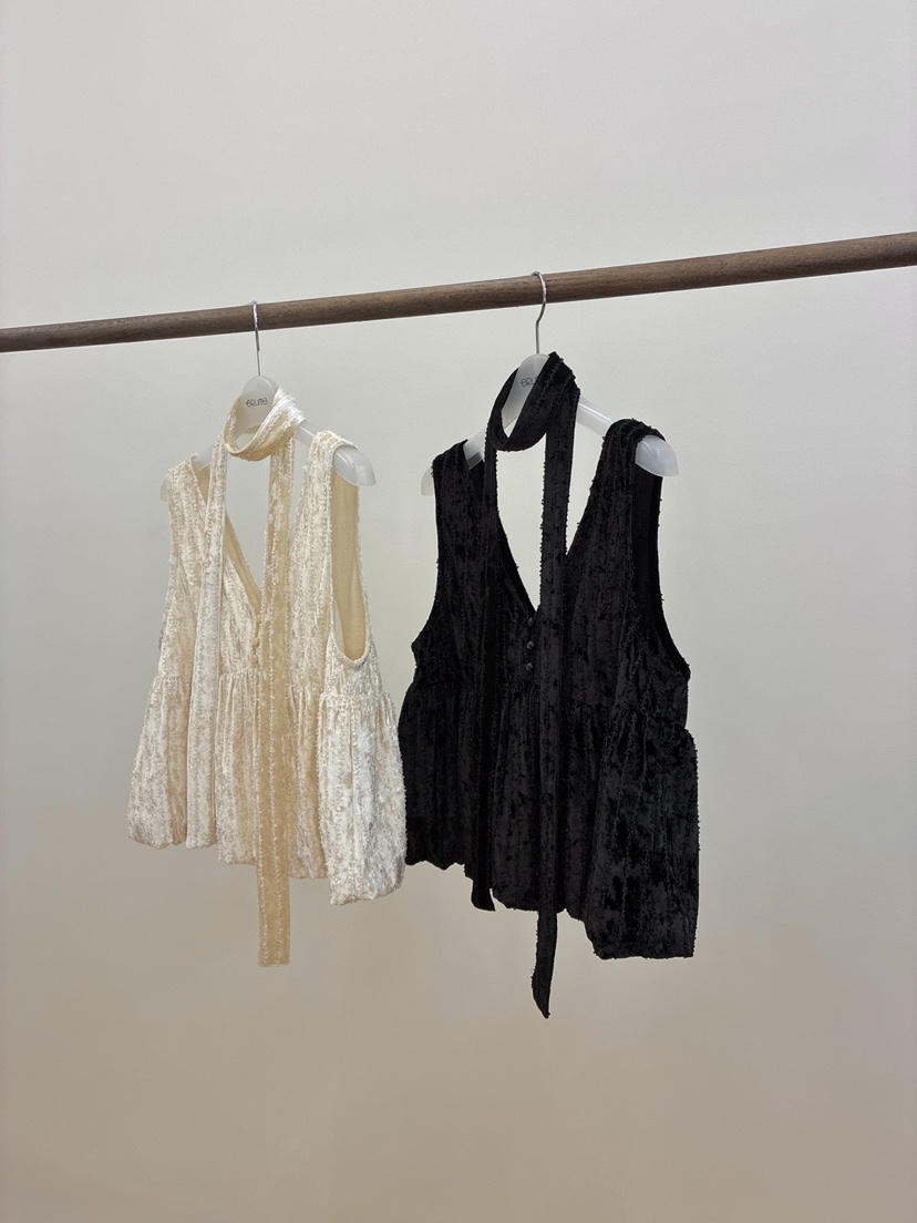 ERUME東大門㊣實拍女裝新款人氣推薦休閑吊帶背心天鵝絨含脖帶ERUME吊帶/背心