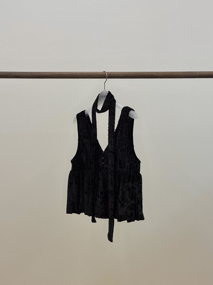 ERUME東大門㊣實拍女裝新款人氣推薦休閑吊帶背心天鵝絨含脖帶ERUME吊帶/背心圖色2