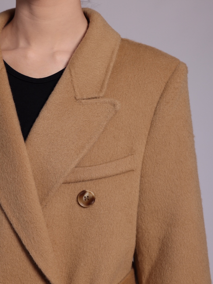 HER東大門㊣實拍女裝新品休閑人氣推薦真品中長款大衣含腰帶HANNA21中長款大衣