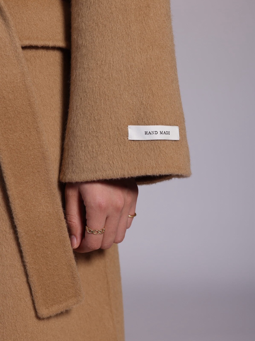 HER東大門㊣實拍女裝新品休閑人氣推薦真品中長款大衣含腰帶HANNA21中長款大衣