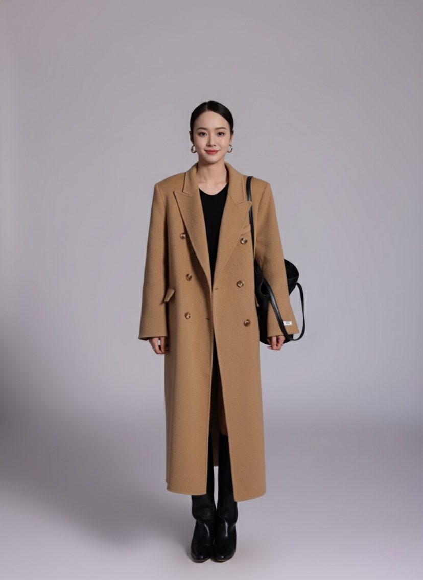 HER東大門㊣實拍女裝新品休閑人氣推薦真品中長款大衣含腰帶HANNA21中長款大衣圖色3