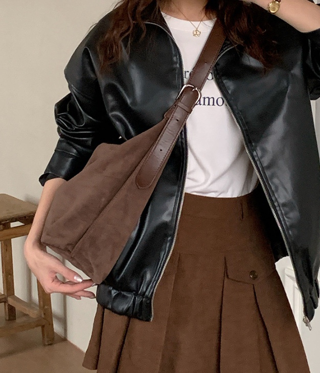 POSH BLUE韓國代購㊣女裝新款25秋冬推薦熱賣單肩斜跨包麂皮POSH BLUE單肩/斜跨包