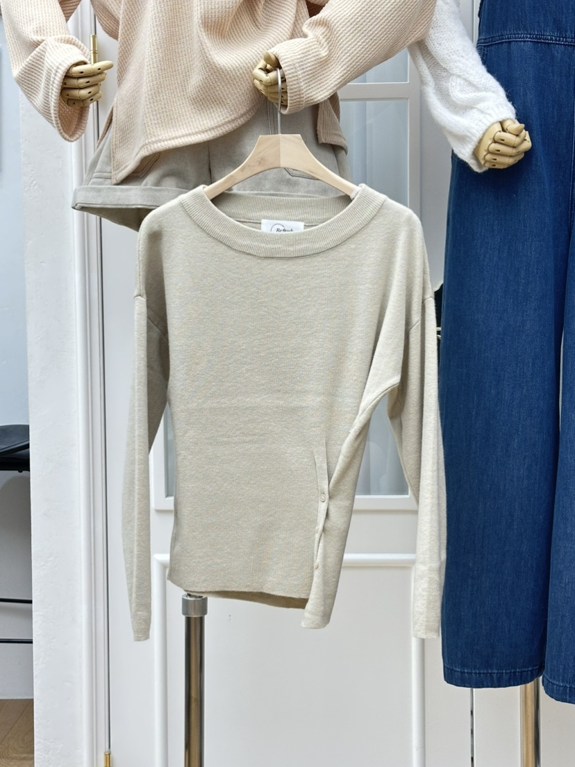 RE:FRESH-L韓國代購㊣女裝新款25秋冬熱賣人氣推薦休閑針織衫RE:FRESH針織衫圖色1