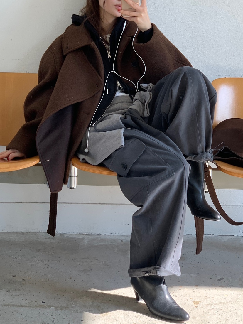 UNBOUND韓國代購㊣女士新款時尚熱賣推薦職業短款大衣含腰帶UNBOUND短款大衣