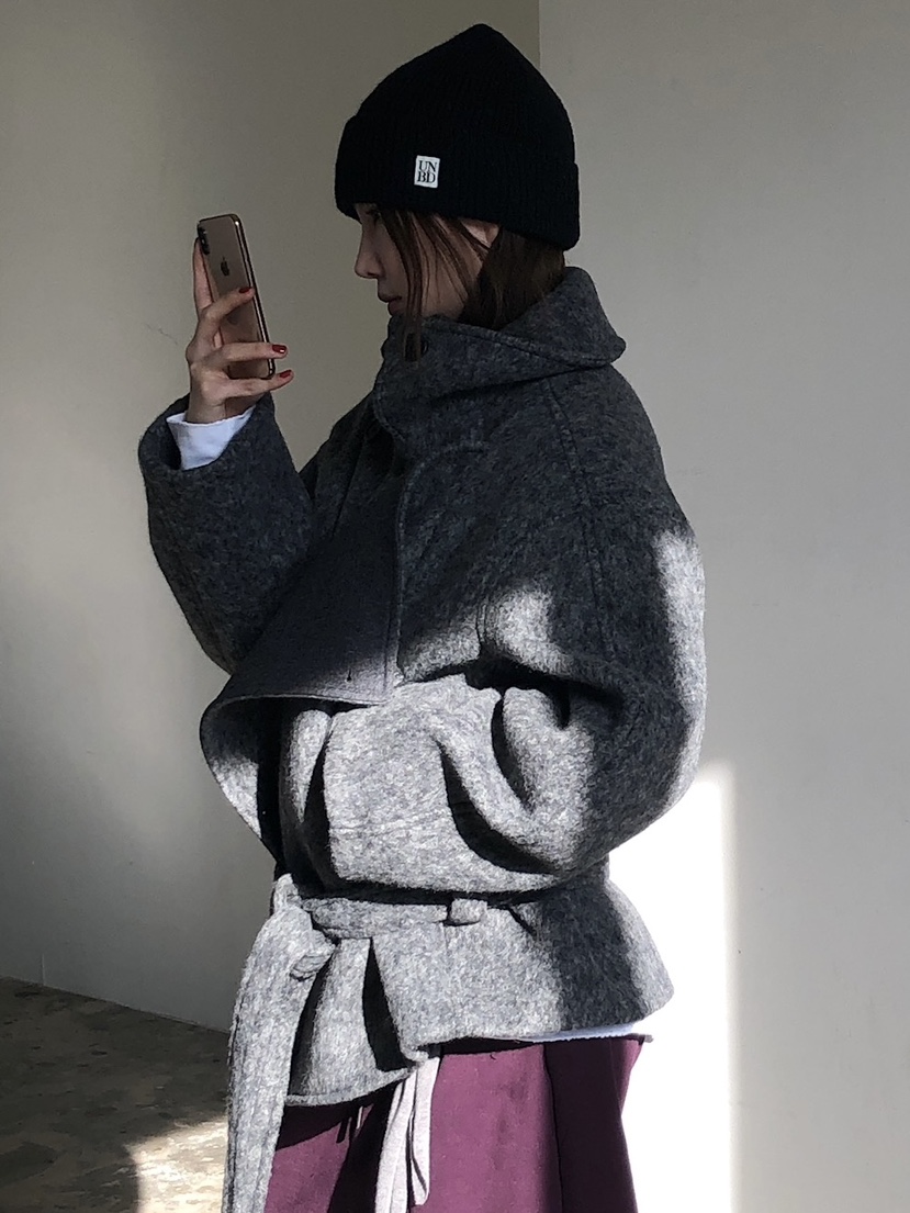 UNBOUND韓國代購㊣女士新款時尚熱賣推薦職業短款大衣含腰帶UNBOUND短款大衣