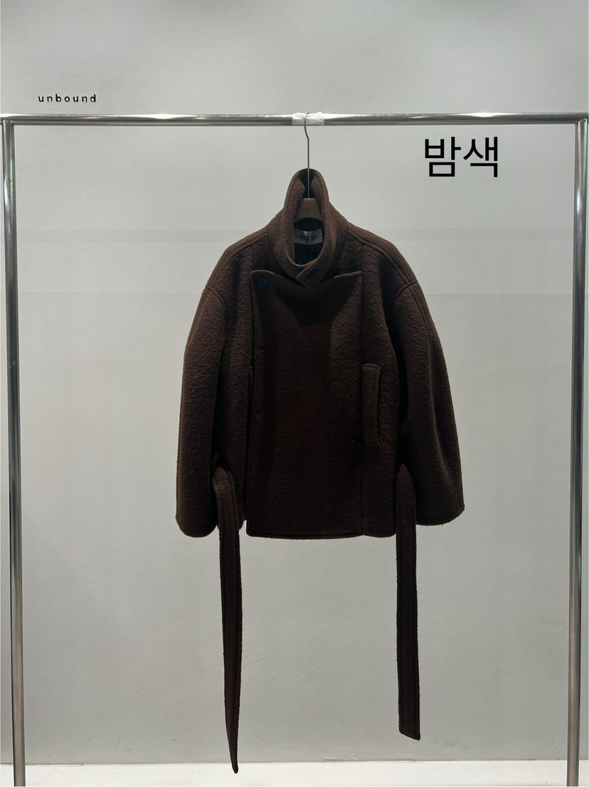 UNBOUND韓國代購㊣女士新款時尚熱賣推薦職業短款大衣含腰帶UNBOUND短款大衣