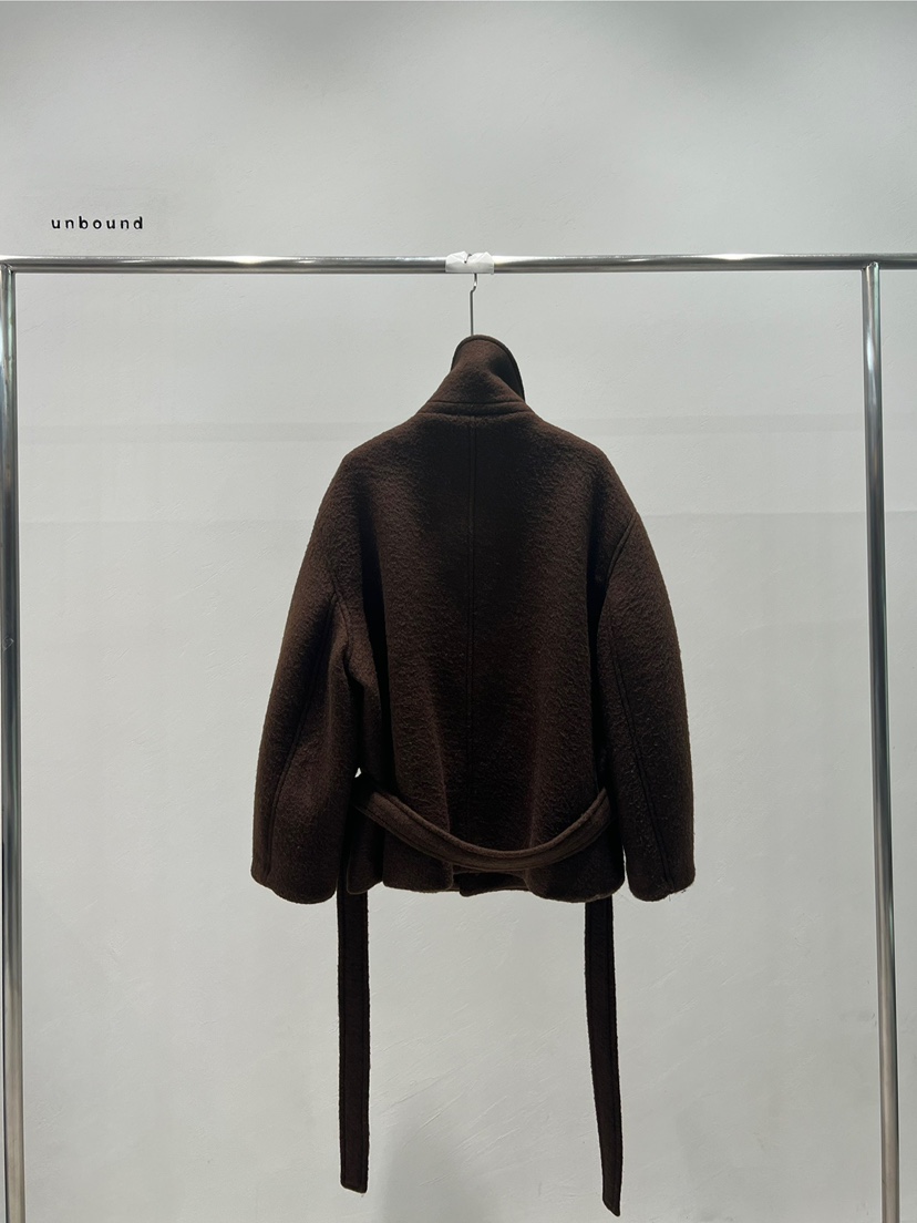 UNBOUND韓國代購㊣女士新款時尚熱賣推薦職業短款大衣含腰帶UNBOUND短款大衣