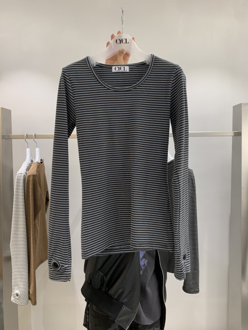 EYEL韓國直郵㊣女士新款真品推薦25秋冬休閑熱賣長袖T恤條紋EYEL長袖T恤圖色3