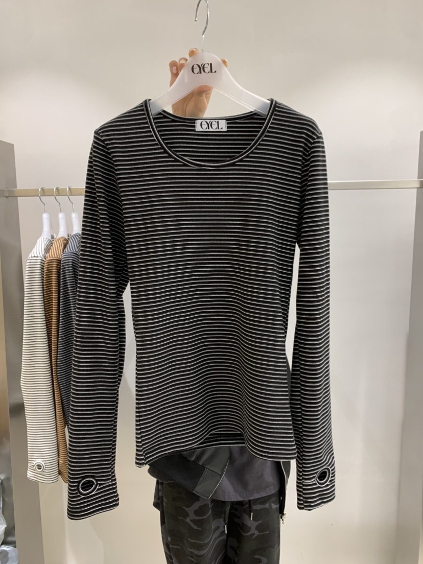EYEL韓國直郵㊣女士新款真品推薦25秋冬休閑熱賣長袖T恤條紋EYEL長袖T恤圖色4