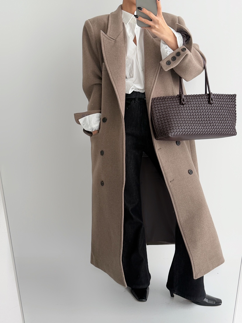 RED-J-레드.J-T韓國代購㊣女裝新品人氣推薦中長款大衣RED-J中長款大衣